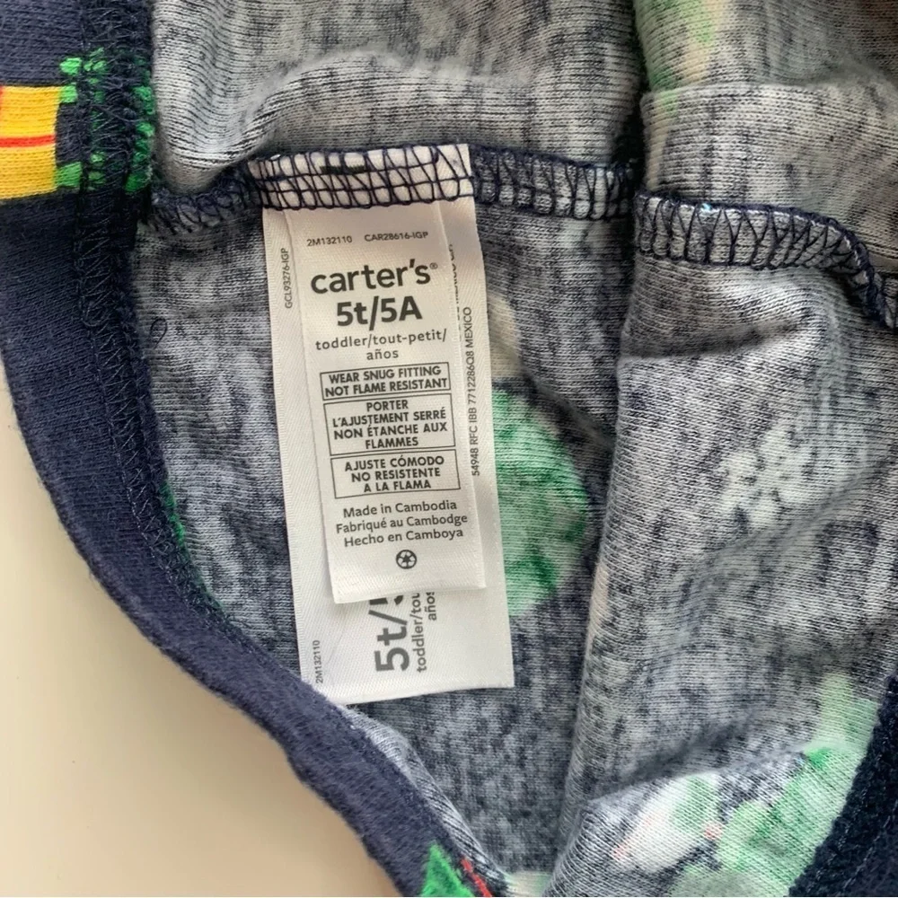 Carter's Turtle Holiday Pajama Set - White and Navy